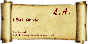 Löwi Árpád névjegykártya